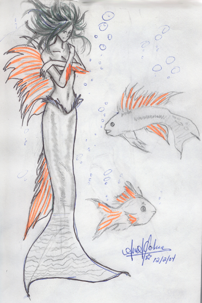 quick  sketch of a mermaid.. by 311chick