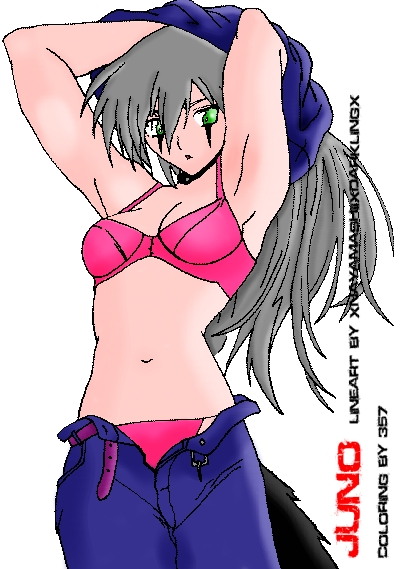 Stripping Juno, lineart by xNayamashiixDarklingx, colored by 357 by 357