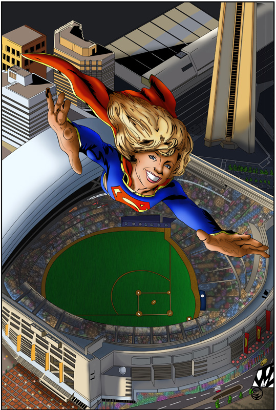 Supergirl over stadium colored by 5439