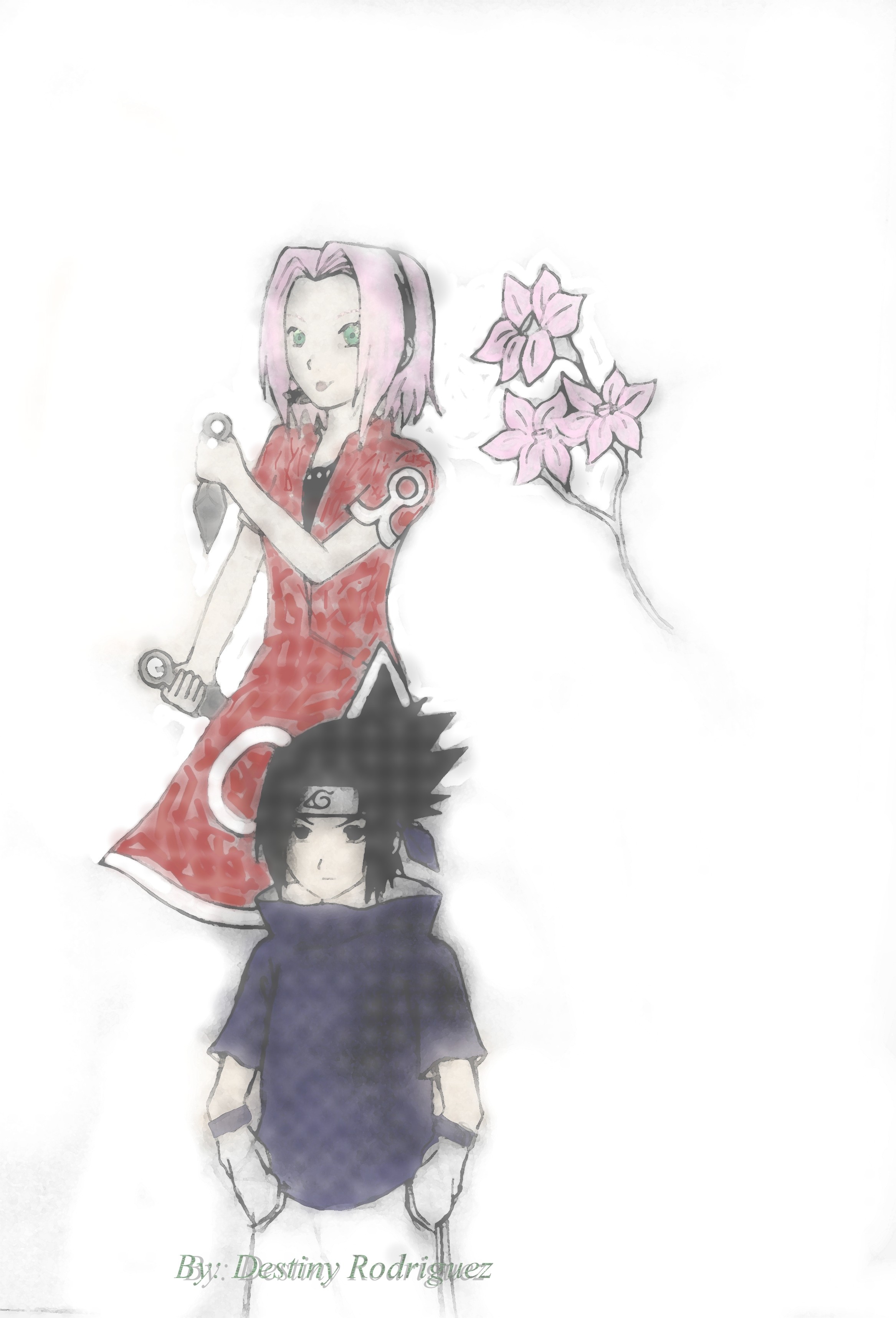 Sasuke and Sakura (color) by 9127