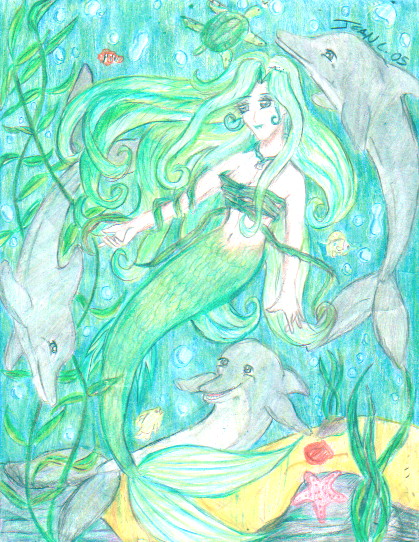 A mermaid with dolphins by ADDICT