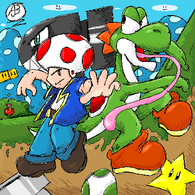 Toad and Yoshi by AJB