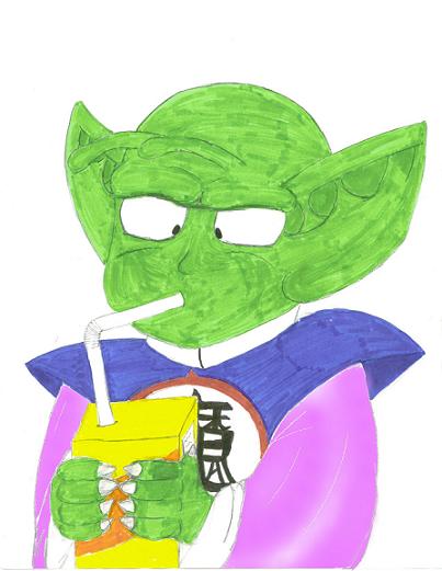 Chibi Piccolo with juice! by AJ_the_Namek_child