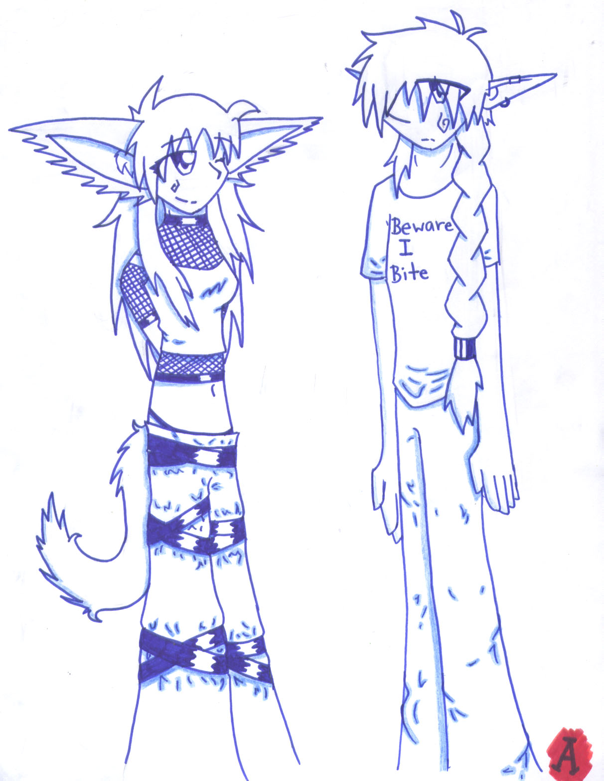 Sirus and Kohaku [inked] *kohaku_theblackwolf by AJay-the-Pyro
