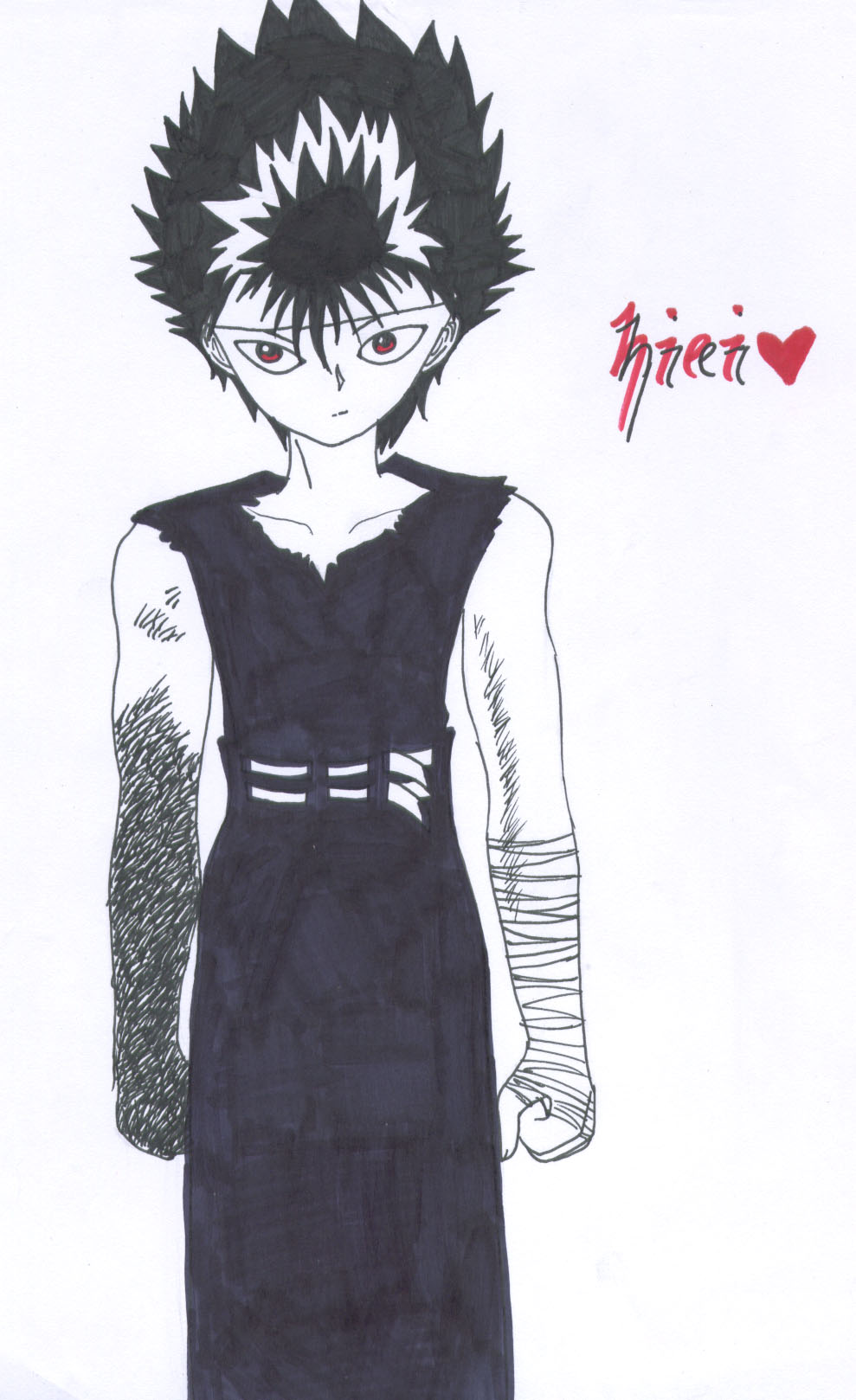 Hiei with a crispy arm! by AJay-the-Pyro