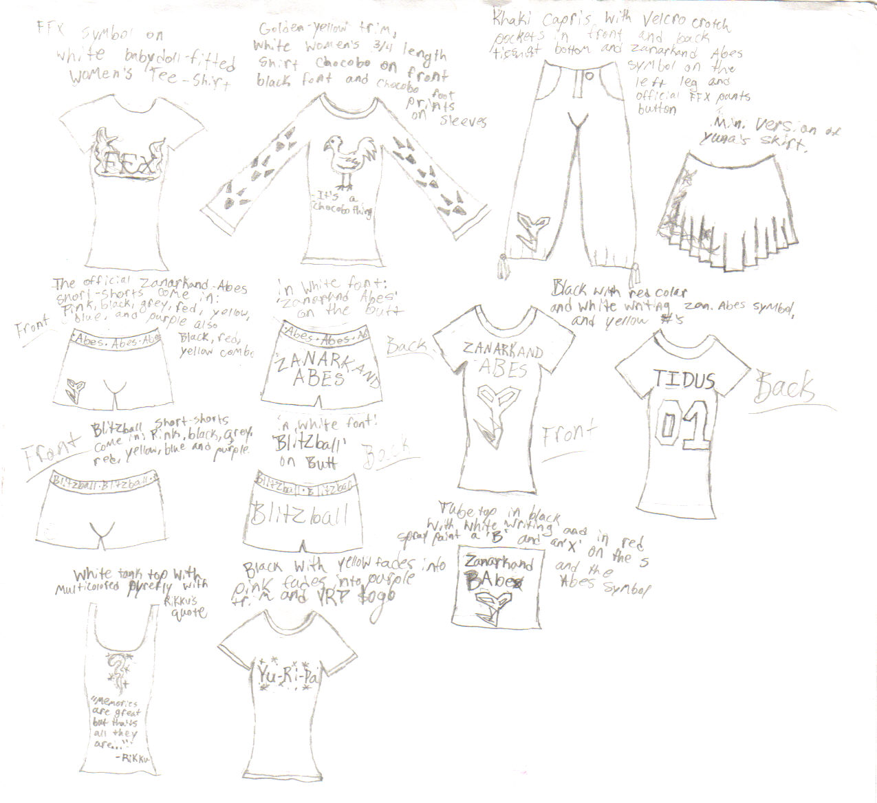 FFX clothing designs by A_lil_Rikku_faery