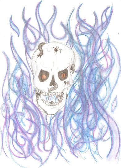 A skull with fire by Aethera