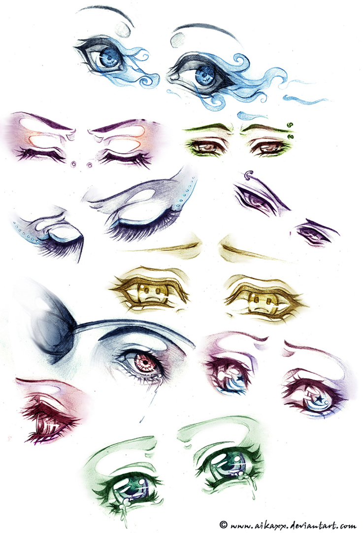 sad and angry anime eyes study by AikaXx