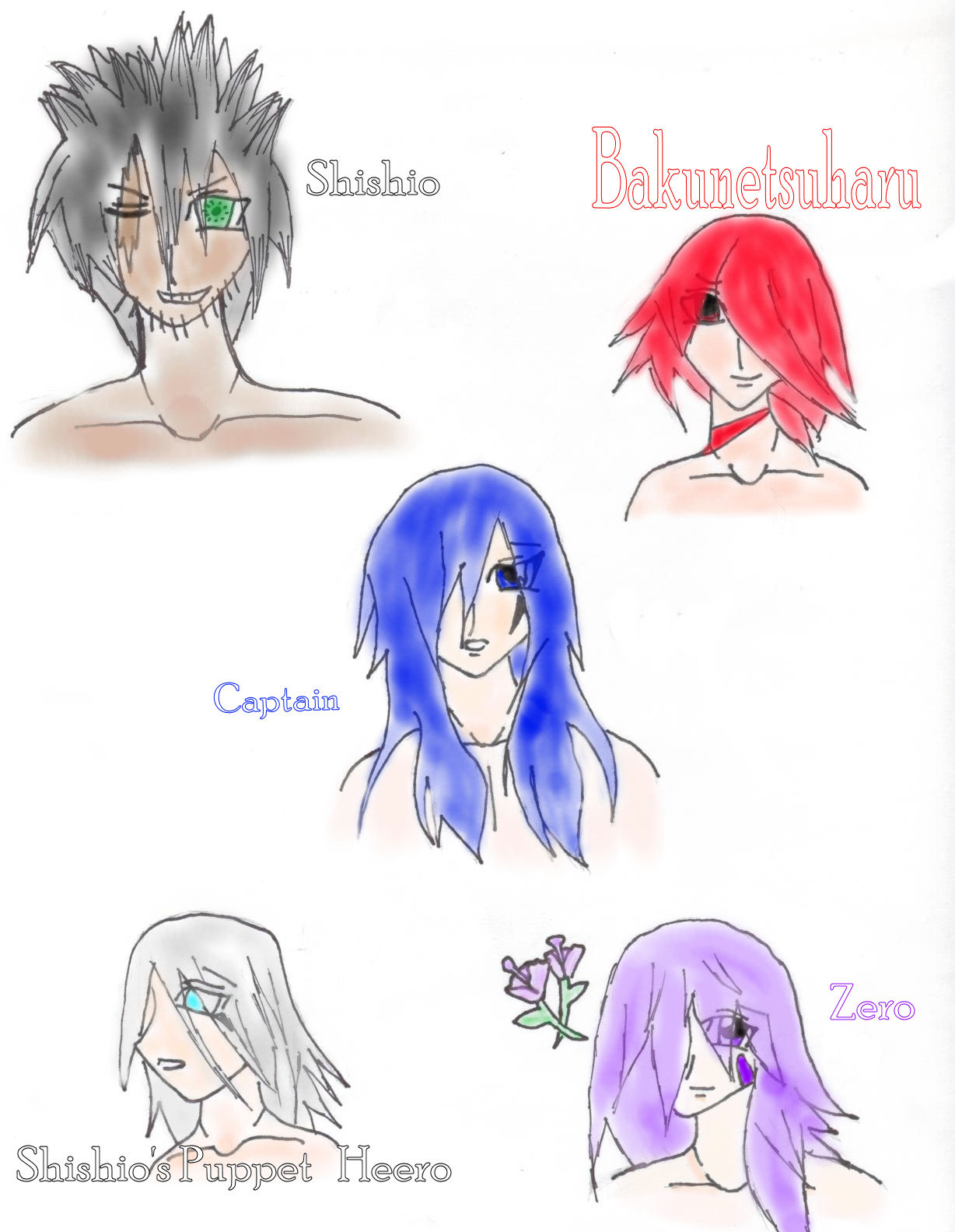 Captain,Bakunetsuharu,Zero,and my gundams as human by Akien