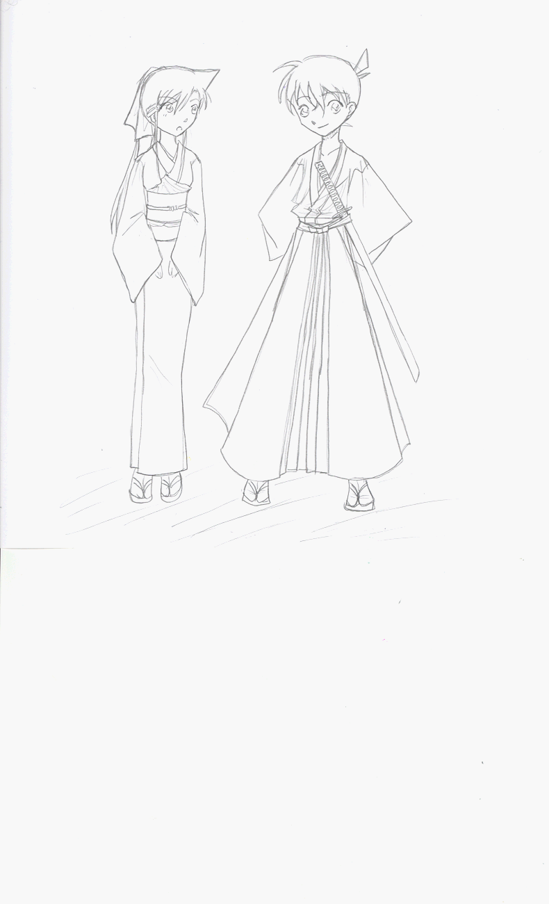 Ran and Shinichi Ruroken Style! by Akiri_chan