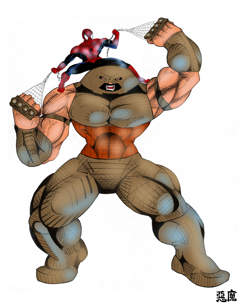 Spidey & Juggernaut by Akkuma-sama