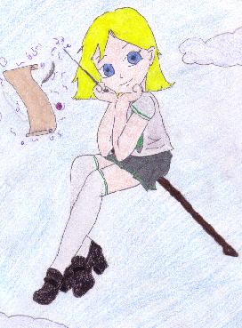 Slytherin on broom by Albels_Girl