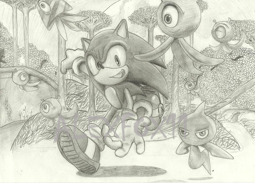 Sonic colours Pencil Drawing by AlexFox11