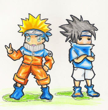Chibi Naruto and Sasuke by Allan