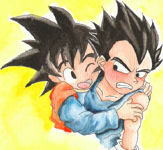Chibi Goku and Vegeta by Allan