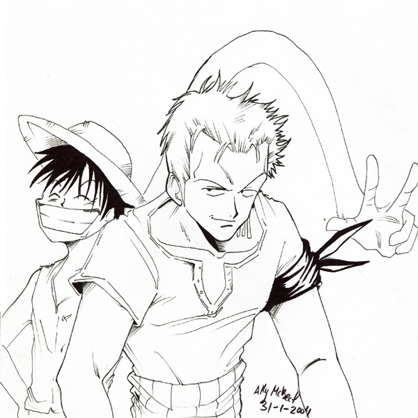 zoro and luffy by AllyMcBeal
