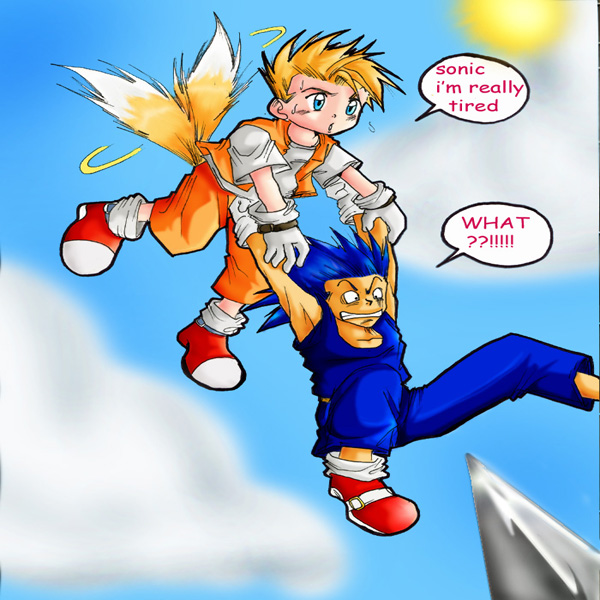 human sonic and tails by AllyMcBeal