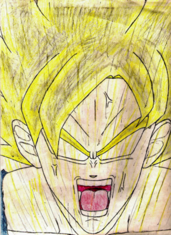 Goku turning Super Sayian by Amadeus