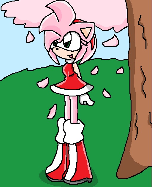 Amy Rose surrounded with pink petals by AmyRose123