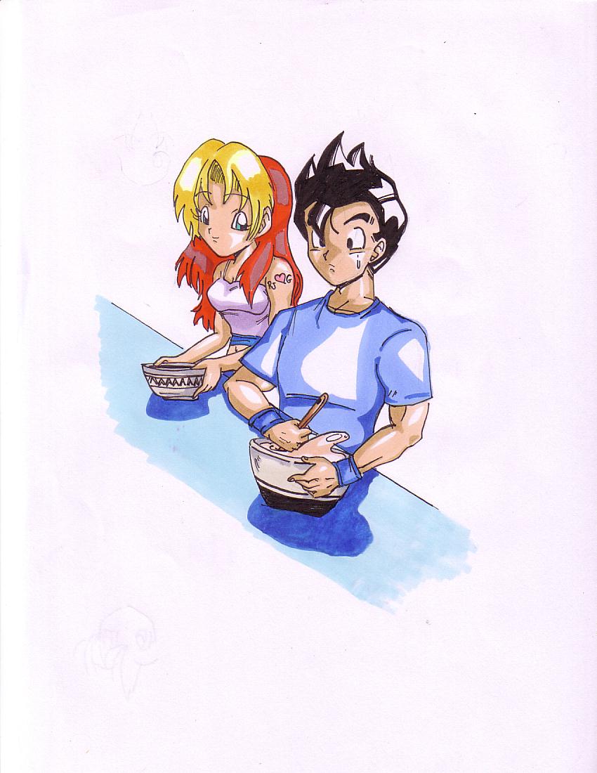 RJ & Gohan baking somethin by Amy_Guardia