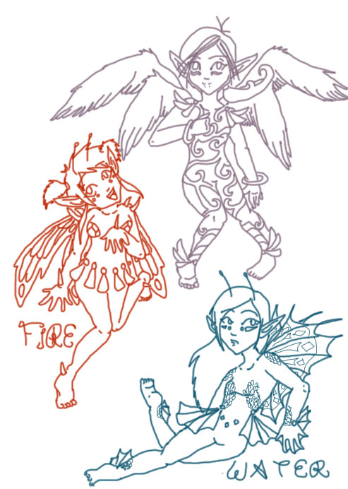 Faeries (lineart) by Ancient_Naiad_Wishes