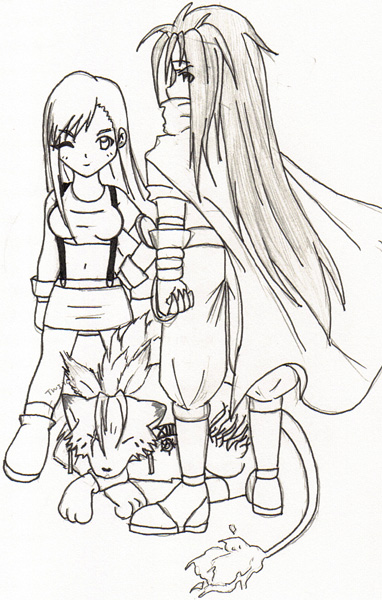 Chibi Vincent, Tifa, and Red XIII by Aneris