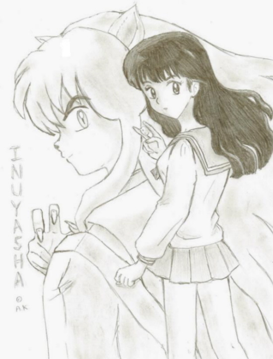 Inuyasha and Kagome (first attempt) by AngelKite