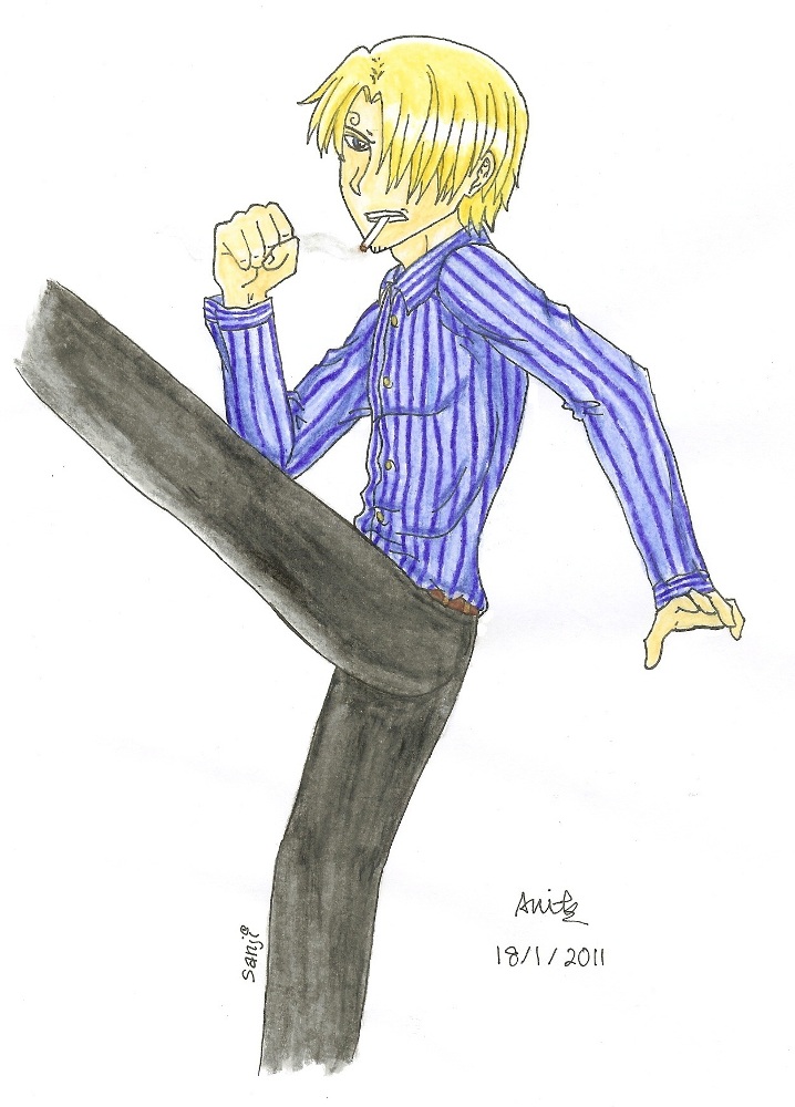 Sanji kicking by AngelKite