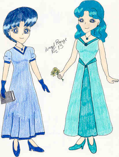 Ami and Michiru in Formal Dress by AngelRaye