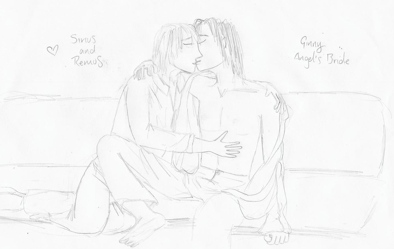 Sirius and Remus kissing by Angel_s_Bride