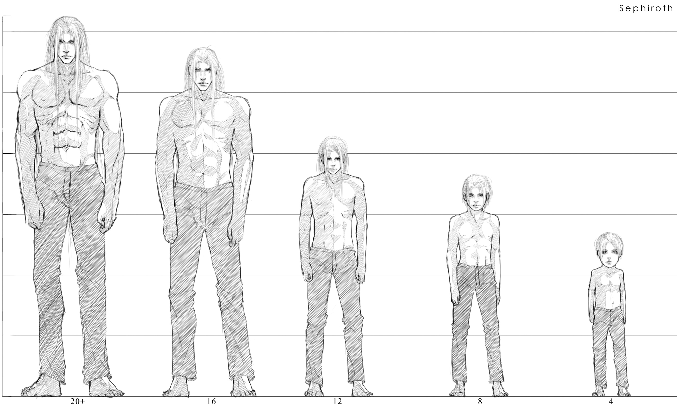 Reference Sheet for Sephiroth's Age by AngelusMortis