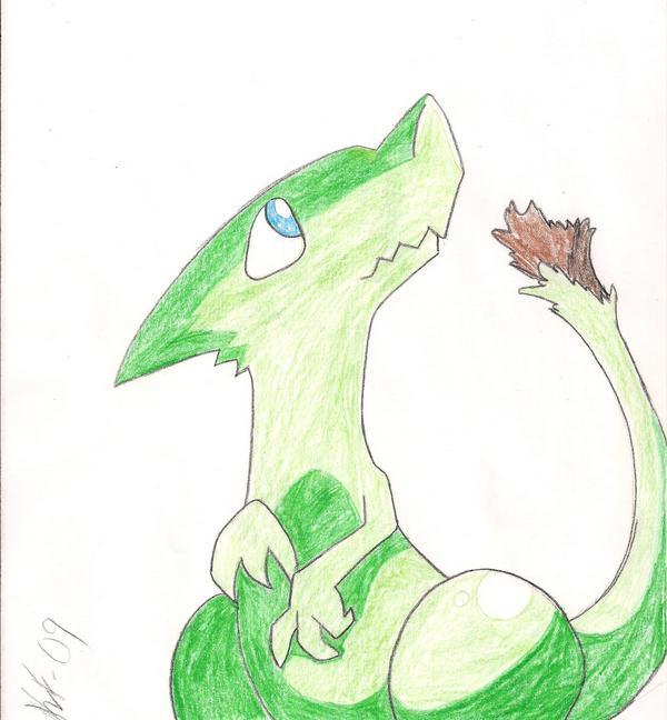 Lil Green Dinosaur &gt;.&lt; by AnimeFreakazoider