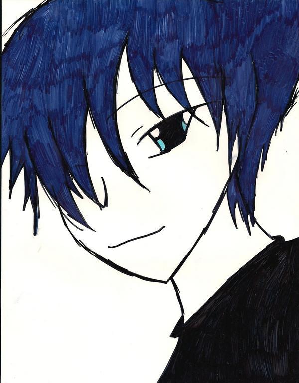 Blue hair! by AnimeFreakazoider