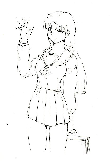 Waving School Girl by AnimeMangaLover