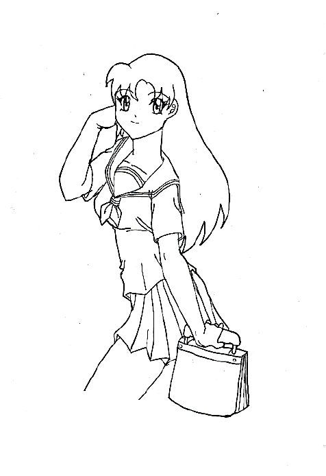 School Girl (Inked) by AnimeMangaLover