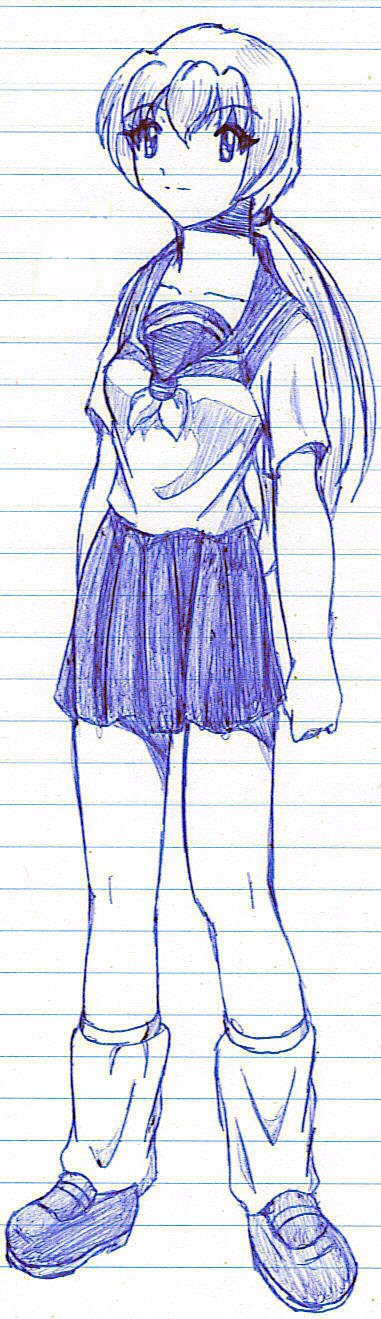 School Girl (Pen Sketch) by AnimeMangaLover