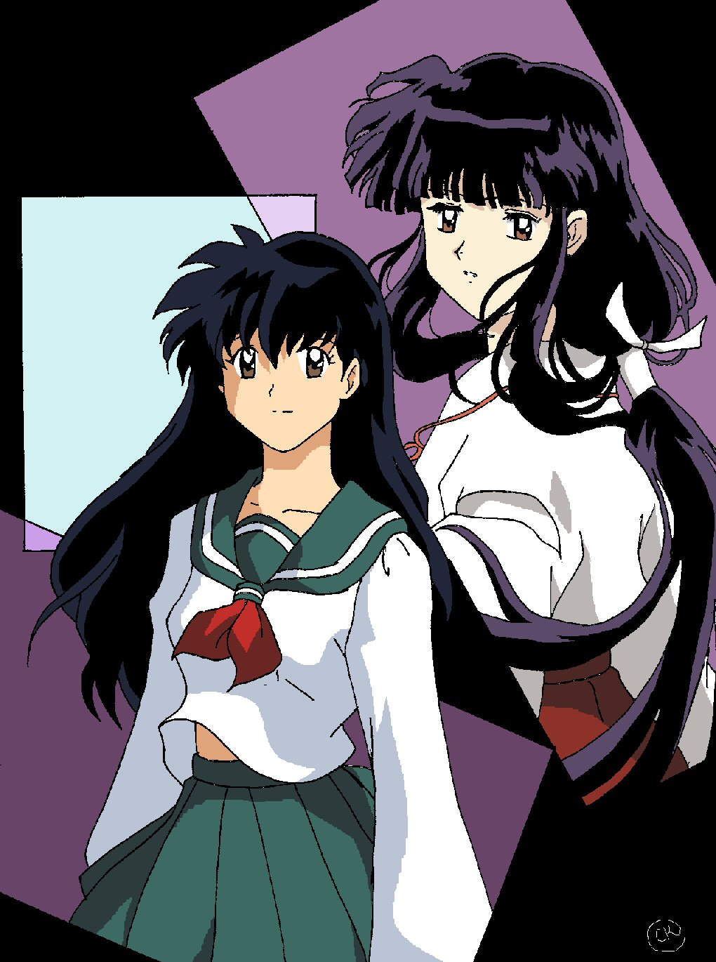 Kagome and Kikyo (Colored on PSP 8) by AnimeMangaLover