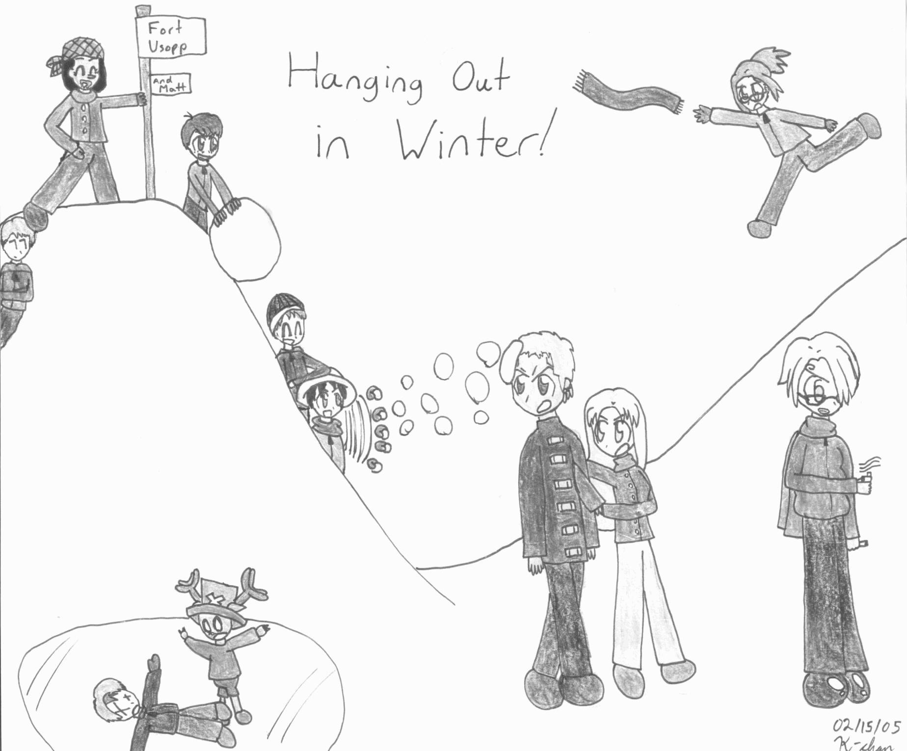 Hanging Out With the Straw Hat Pirates (Winter) by Anime_Crazy_K-chan