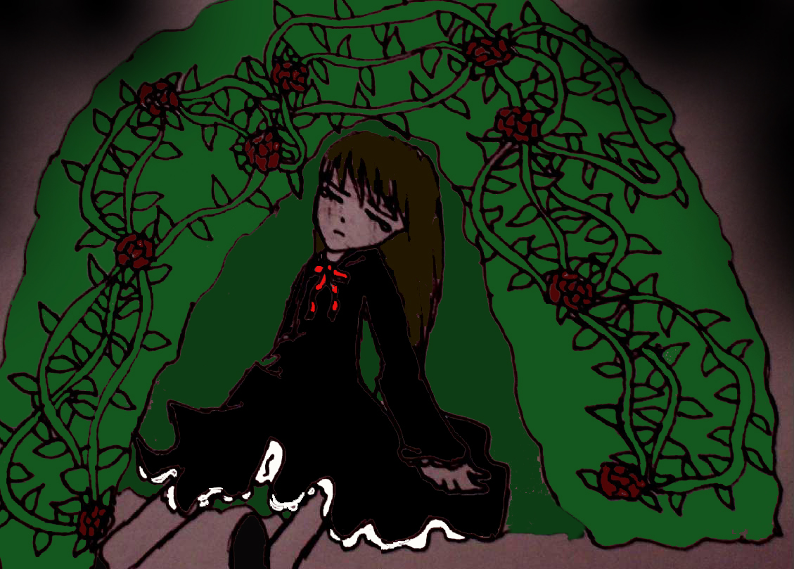 Under the rose bush by Animeviolingirl