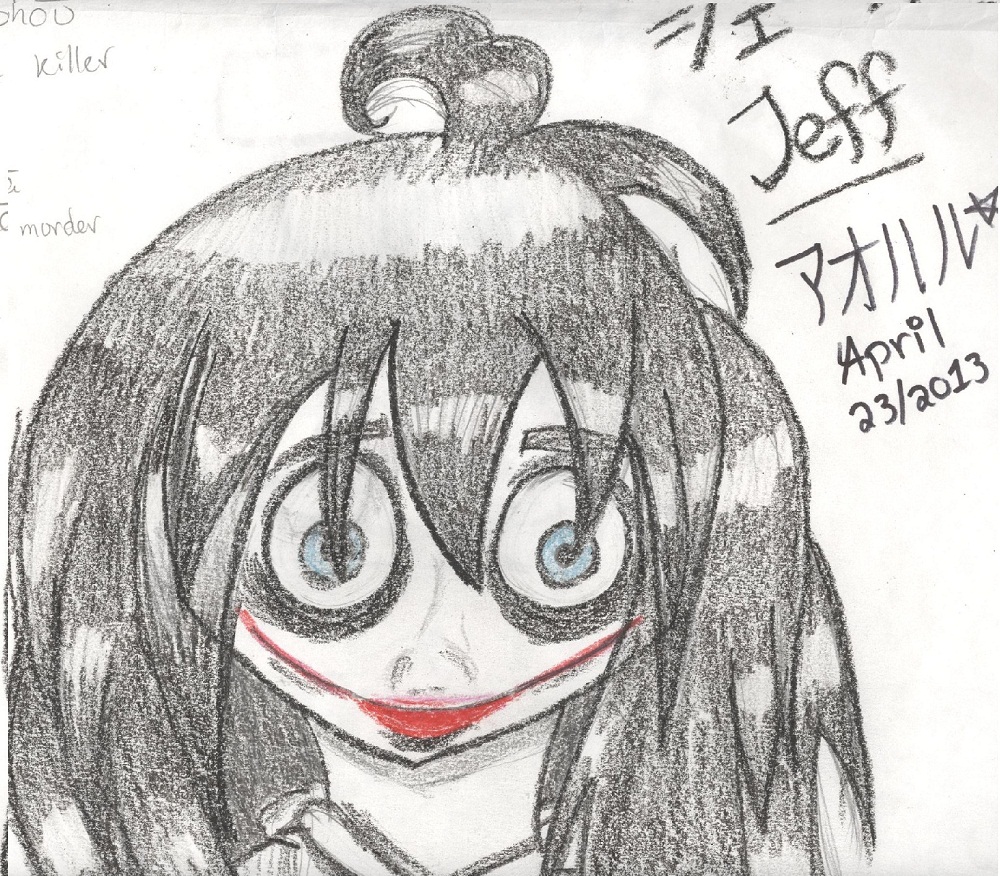 Jeff the Killer in crayon by Aoharu