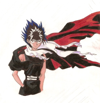 Hiei with cape blowing in the wind. by AquaVirtaeDraco