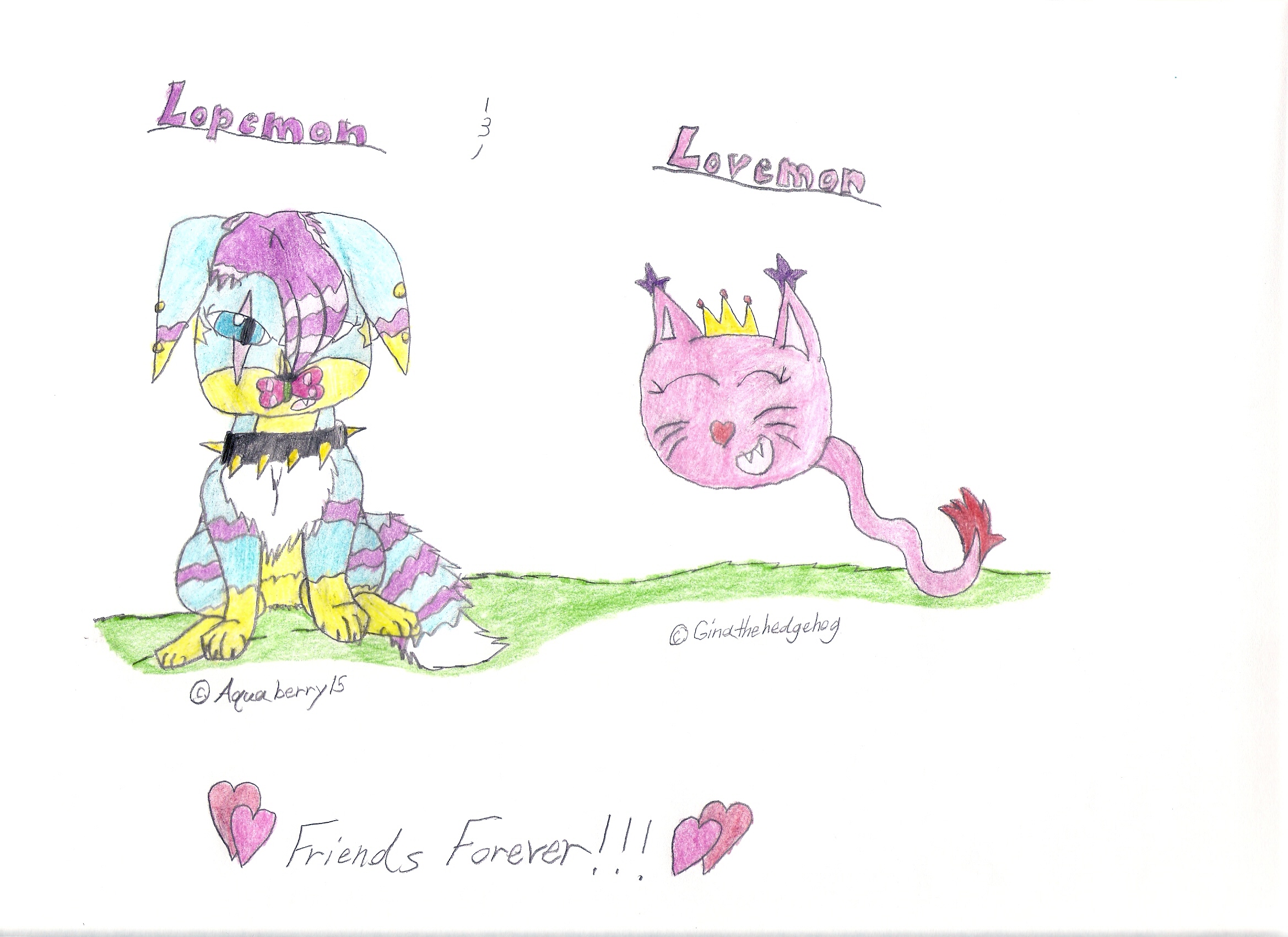 Lopemon and Lovemon, Friends Forever by Aquaberry15