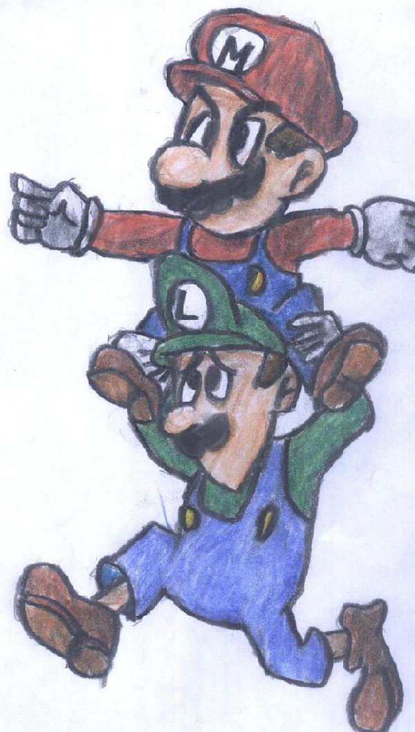 Luigi Giving Mario Piggyback Ride by Aquanistic