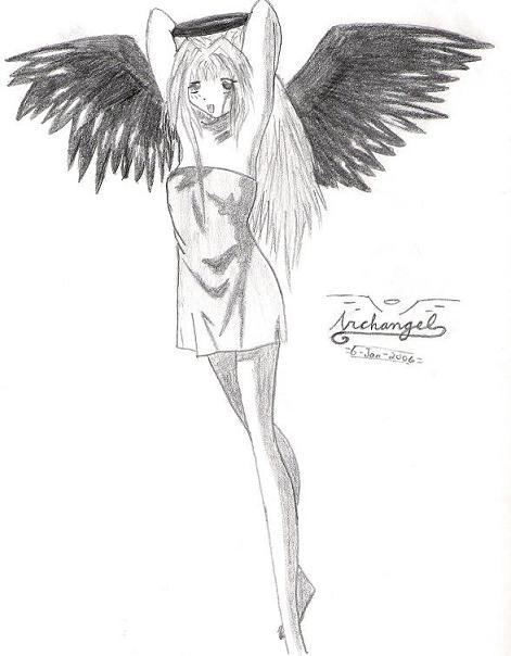 Cute black wings angel by Archangel4282