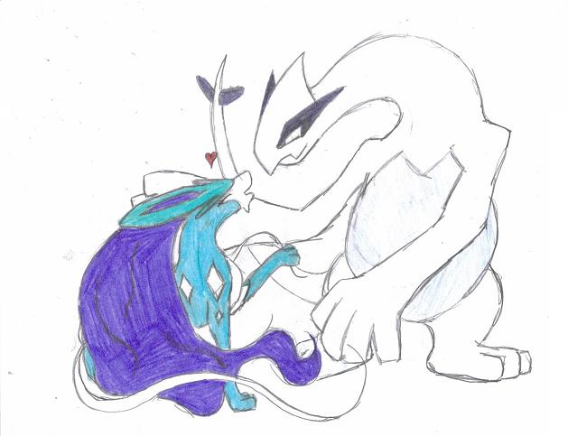 Suicune and Lugia in Love by ArcticWolfDemon