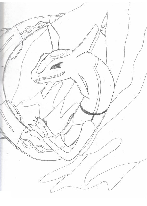 Rayquaza Beauty(non colored)*Request* by ArcticWolfDemon