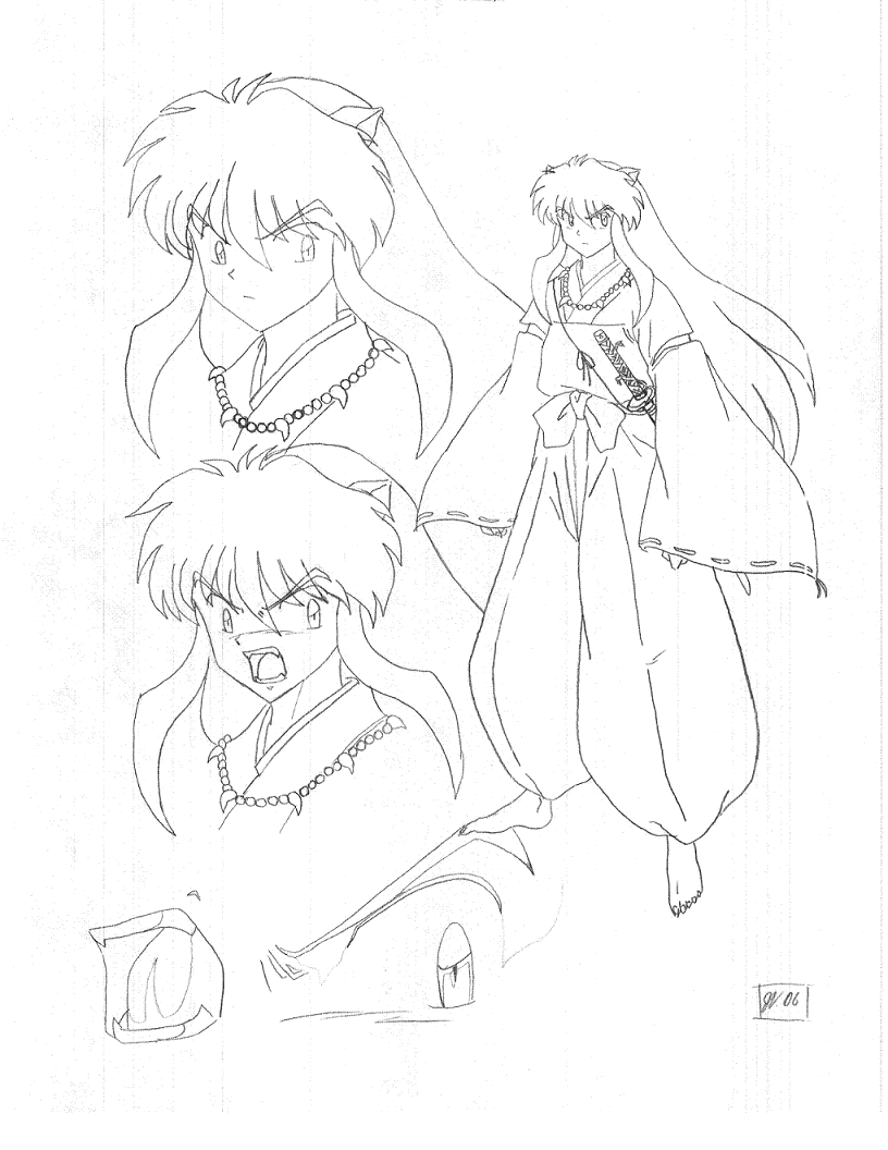 Inuyasha line art by ArtistinTraining56