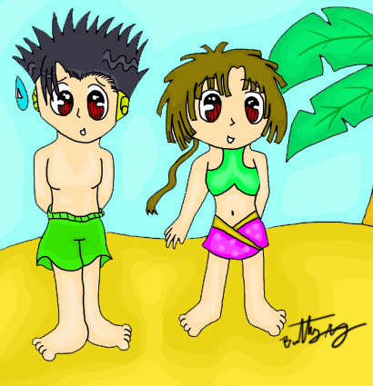 Zima and Dita at the Beach by Ashiitto