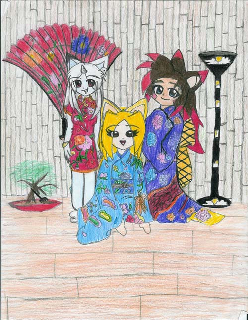 Askia,Sora, and Sheeta (left to right) by Askia_Sen