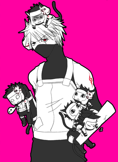 Kakashi with Yamato kittys :3 by AsuMaru
